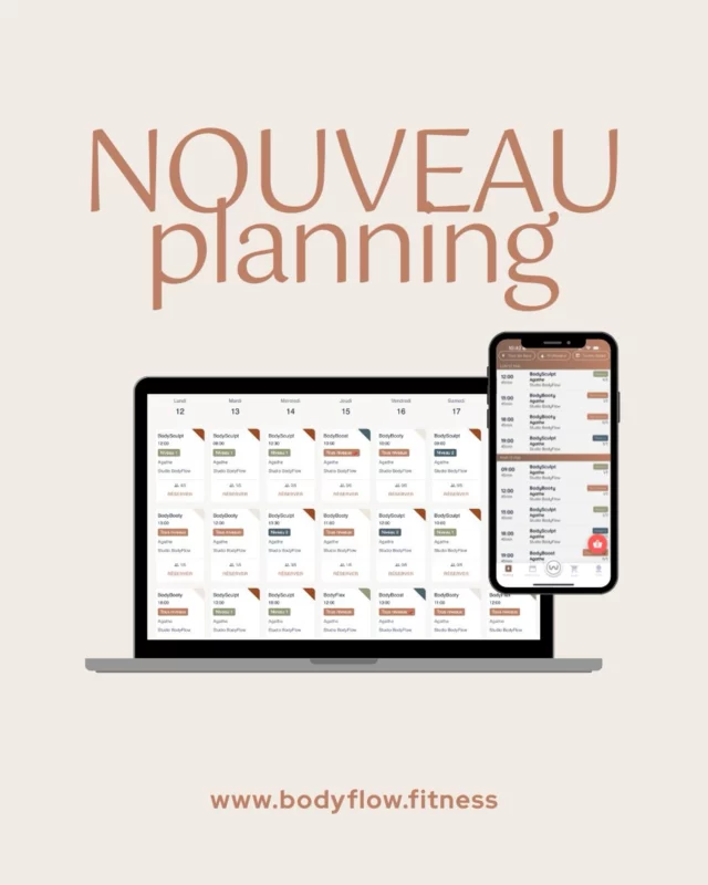 📅 ɴᴏᴜᴠᴇᴀᴜ ᴘʟᴀɴɴɪɴɢ !
Vous nous l’avez soufflé… Et on vous a écouté 💬✨

À partir de lundi 12 mai, le planning évolue pour encore mieux coller à vos envies et vos dispos :
✔️des horaires repensés selon vos retours ✔️des niveaux indiqués pour que chacun s’y retrouve ✔️un nouveau cours ciblé : BodyBooty 🍑

💡 Les niveaux en un clin d’œil : ✔️Niveau 1 : pour démarrer ou reprendre en douceur ✔️Niveau 2 : plus de challenge et de précision ✔️Tous niveaux : quelle que soit votre expérience ✔️Tous niveaux 🌶️ : un petit boost cardio en +

📲 Le nouveau planning est dispo sur l’app « Studio BodyFlow » ou sur bodyflow.fitness
 👉 Dites-moi en commentaire s’il y a des créneaux que vous aimeriez voir à l’avenir !

#bodyflow #nouveauplanning #reformerfitness #coursreformer #pilatesmougins #sportmougins #reformerpilates #fitnessreformer #coachsportif #cotedazurfitness